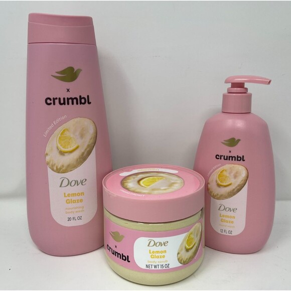 Dove Other - Lot 3 Dove Crumbl Lemon Glaze Hand Wash + Body Wash + Body Scrub Limited Edition